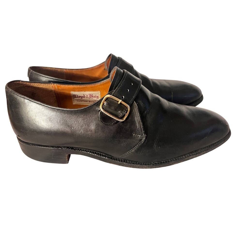 Lloyd & Haig Custom Built Black Leather Monk Strap Shoes Size: 8/9 US